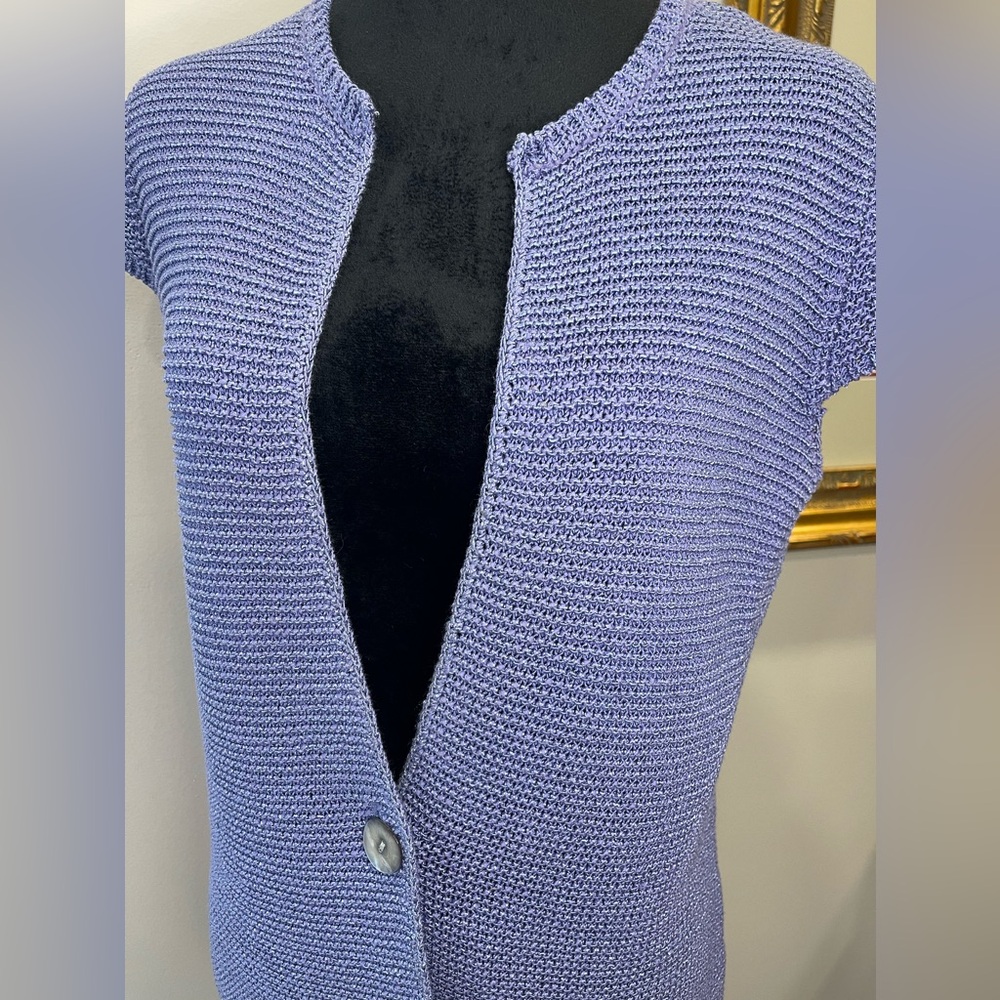 Jones New York cornflower blue deep V one button sweater vest ladies size medium - Picture 6 of 13